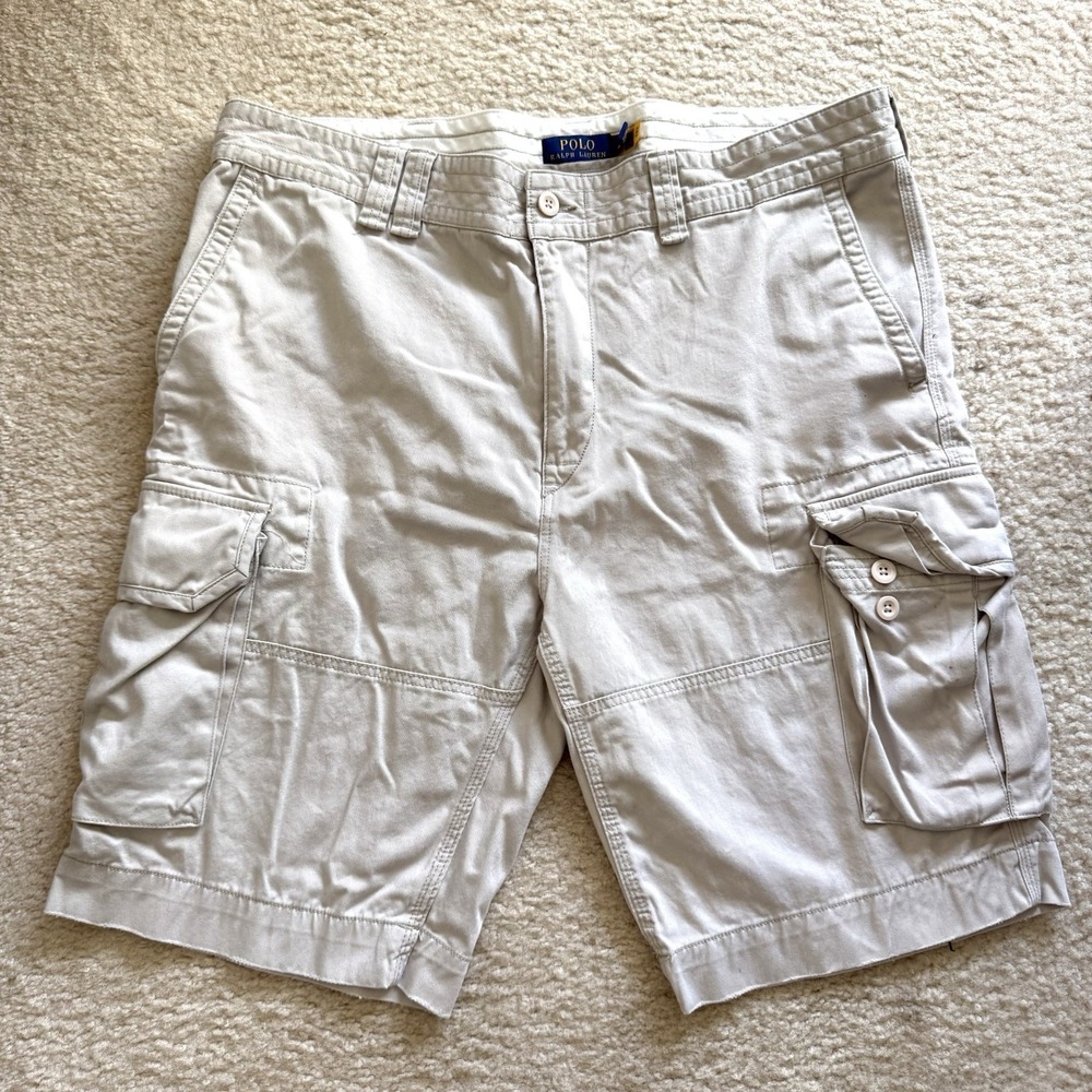 Polo Ralph Lauren Classic Fit Men Cargo Shorts Sz 40 Beige Preppy Coastal